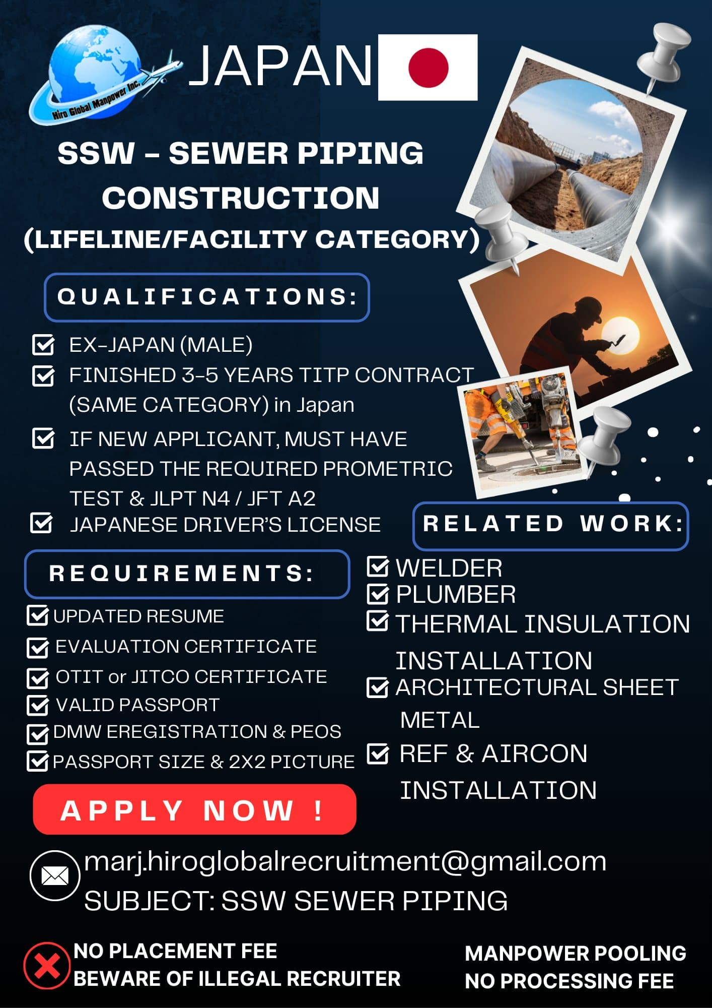 SEWER PIPING CONSTRUCTION WORK